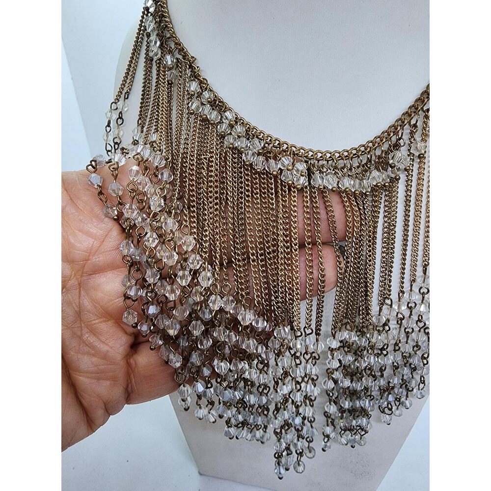Paparazzi Zi Collection /donnalee Beaded Big Necklace Gold Chain Crystal Movemen - Picture 6 of 13